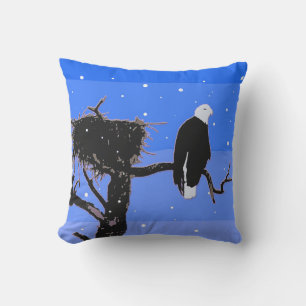 Coussin Le pygargue à tête blanche en hiver