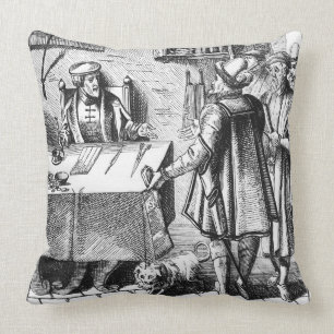 Coussin Le récepteur des impôts, après une gravure sur