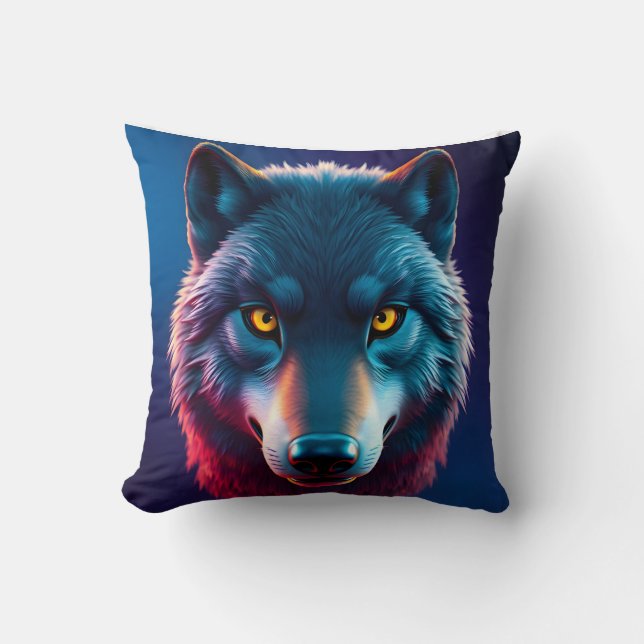 Coussin Le Regard Sauvage – Jeté de portrait intense d'ani (Recto)