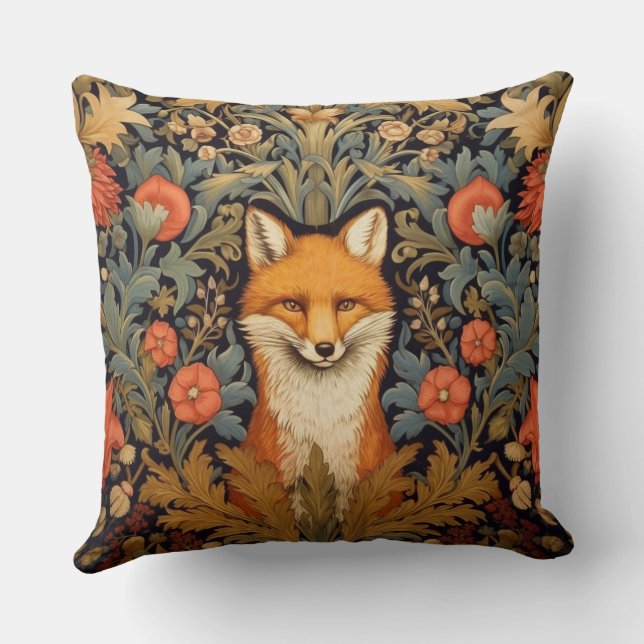Coussin Le renard et les fleurs rouges style Art nouveau (Verso)