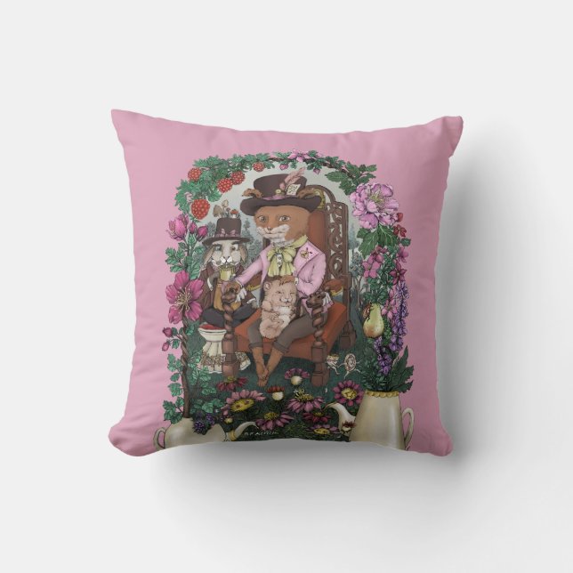 Coussin Le renard lunaire a fait le chapeau Alice au pays  (Recto)