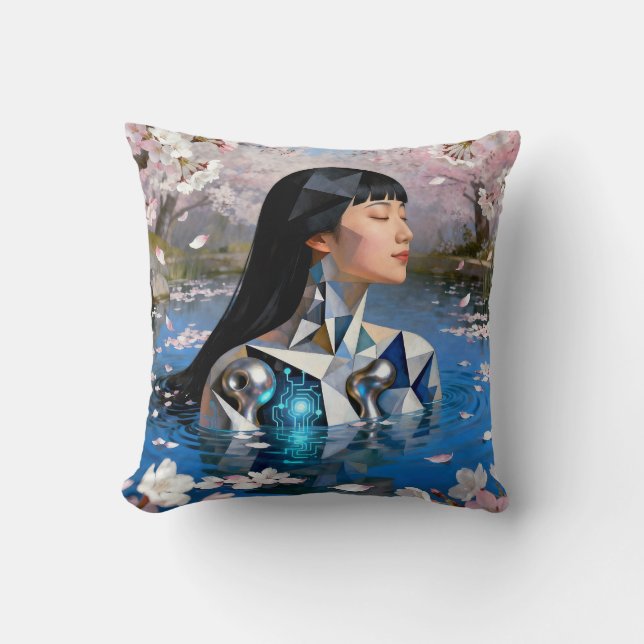 Coussin "Le rêve numérique de l’eau" - Un portrait numériq (Recto)