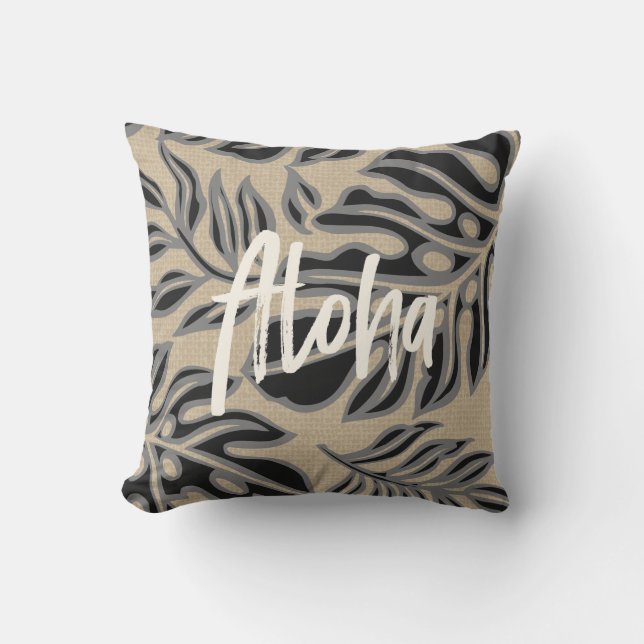 Coussin Le réversible tropical hawaïen de la feuille Tiki  (Recto)