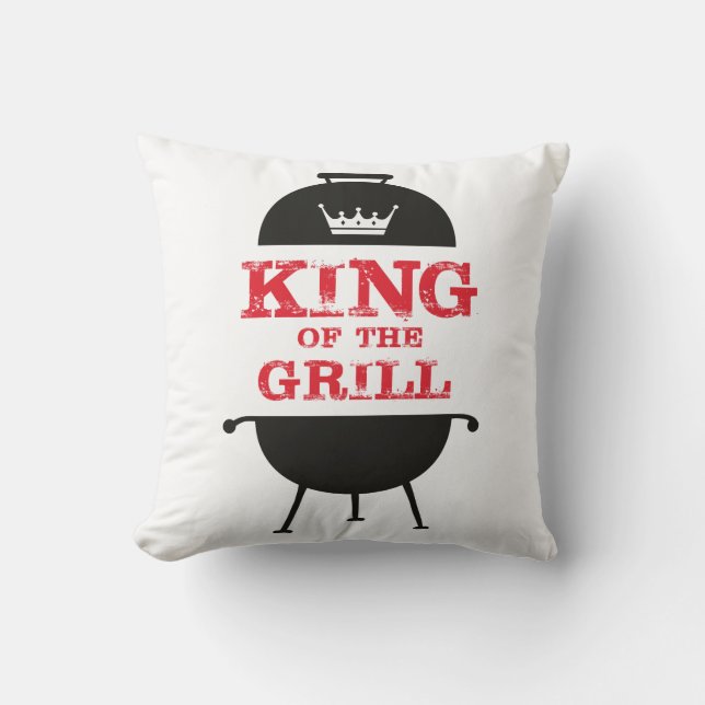 Coussin Le Roi Du Grill, Rouge De La Couronne Blanche Noir (Recto)
