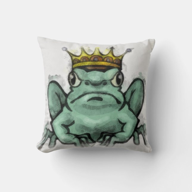 Coussin Le Roi espiègle Illustration Pillow de grenouille (Recto)