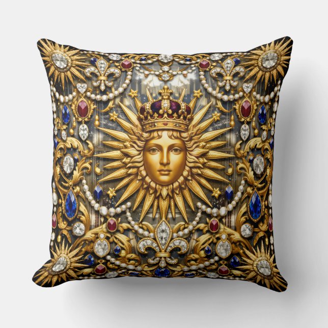 Coussin Le Roi Soleil Versailles français orné (Recto)