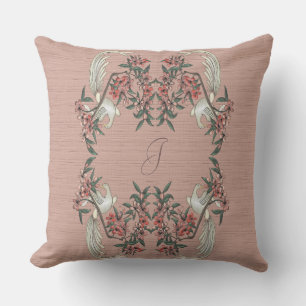 Coussin Le romantisme de la soie avec Monogramme 20" Pêche