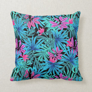 Coussin Le rose de vert bleu laisse tropical coloré