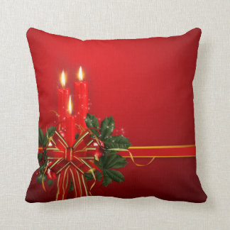 Coussin Le rouge mire le ruban et le houx