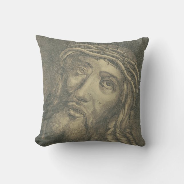 Coussin Le Saint Visage de Jésus en Art Monochrome (Recto)
