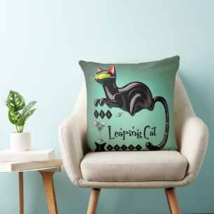 Coussin Le salon du chat sauteur futuriste atomique