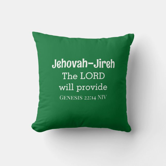 Coussin Le Seigneur Fournira La Bible Verse Vert Foncé (Recto)