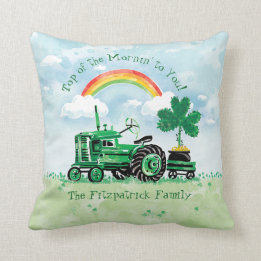 Coussin Le shamrock vert vintage de tracteur ajoutent le