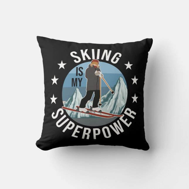 Coussin Le Ski Est Ma Superpuissance (Recto)