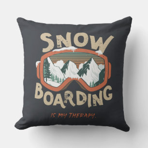 Coussin Le snowboard est ma thérapie Funny Mountain Winter