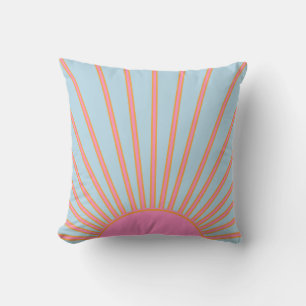 Coussin Le Soleil 02 Retro Soleil Rose Et Bleu Soleil
