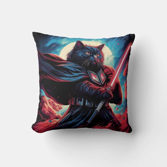 Coussin Le Stardust Samurai | Guerrier de chat cosmique (Recto)