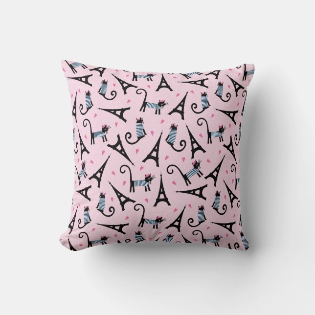 Coussin Le style français a habillé le chat avec le motif (Recto)