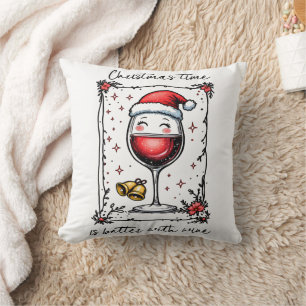 Coussin Le temps de Noël est meilleur avec le vin