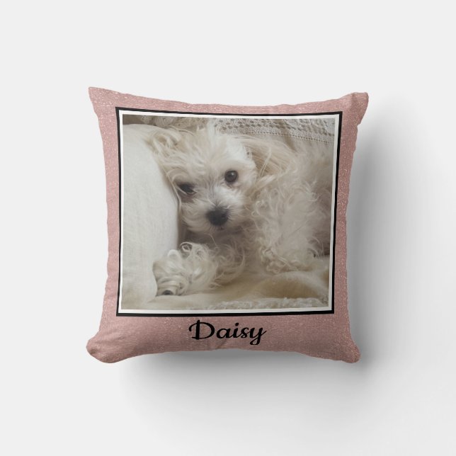 Coussin Le texte et la photo faite sur commande/or rose (Recto)