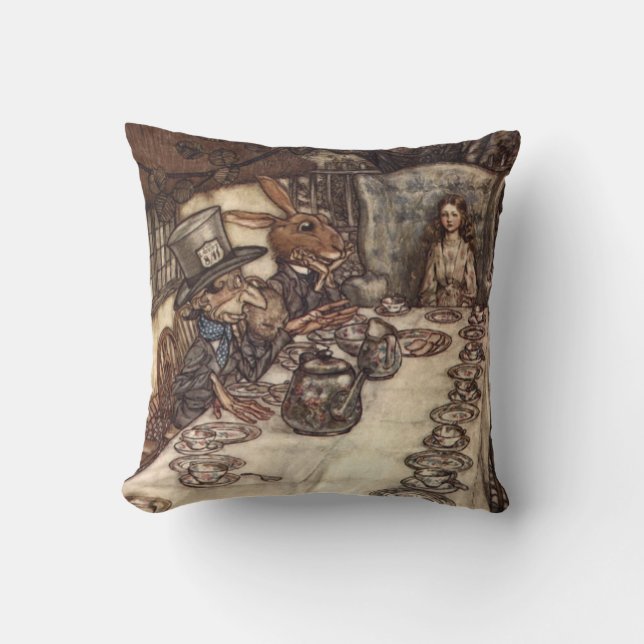 Coussin Le thé fou de chapelier par Arthur Rackham (Recto)