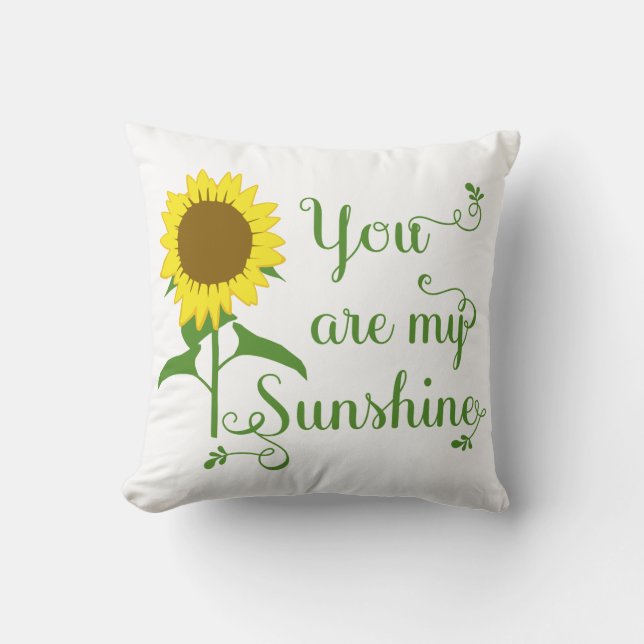 Coussin Le tournesol jaune floral Tu es mon amour du solei (Recto)