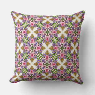 Coussin Le Trésor de Lavande Médaillon Floral Vintage