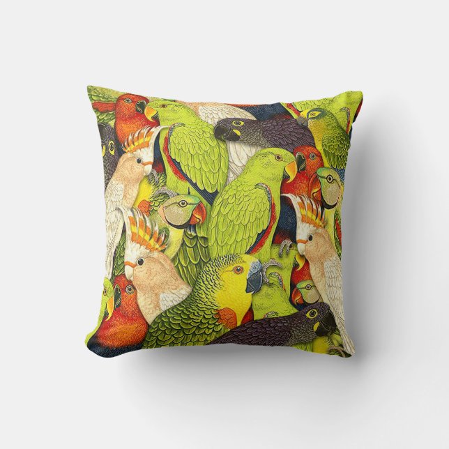 Coussin Le vert de nature de Whimscal Parrots le motif (Recto)