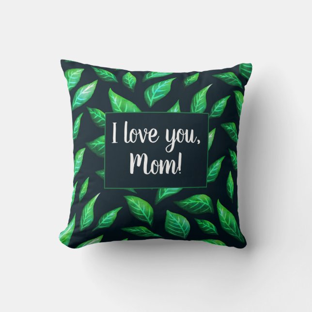 Coussin Le vert élégant laisse la maman botanique d'amour (Recto)