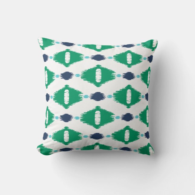 Coussin Le vert géométrique audacieux et l'ikat tribal de (Recto)