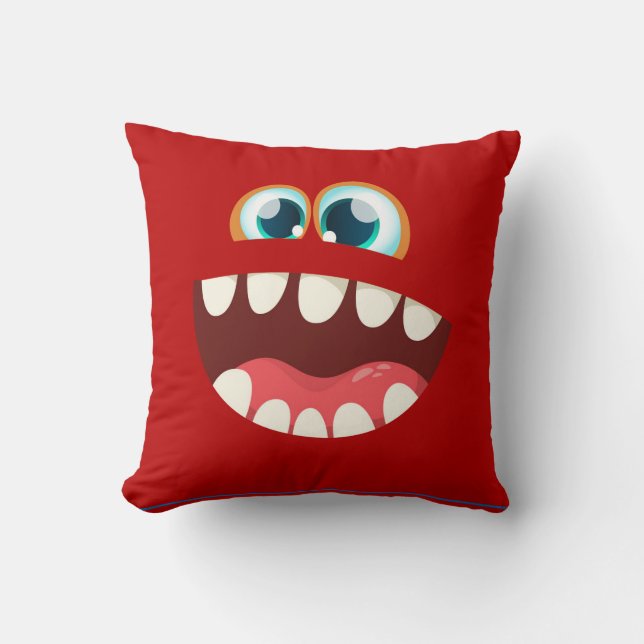 Coussin Le visage ridicule et effrayant des enfants - roug (Recto)