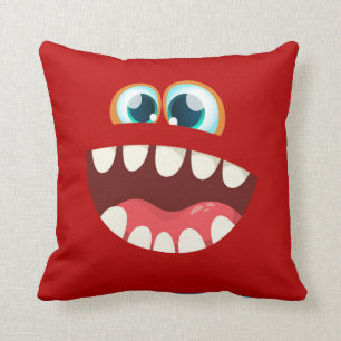 Coussin Le visage ridicule et effrayant des enfants - roug
