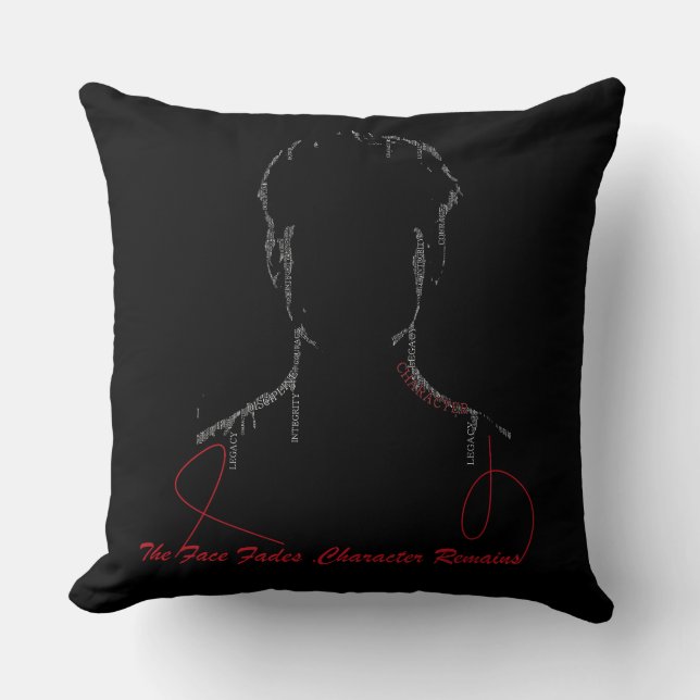 Coussin Le Visage S'estompe. Le Caractère Reste | Typo Min (Recto)