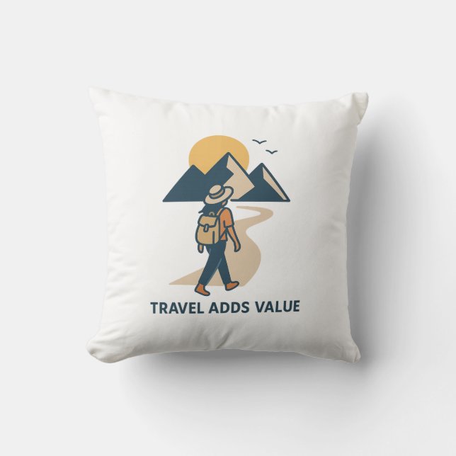 Coussin Le voyage ajoute de la valeur (Recto)