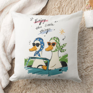 Coussin Le voyage des canards, profitez des petites choses
