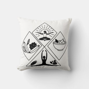 Coussin le yoga pose des symboles de méditation et des ali