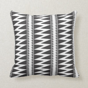 Coussin le zigzag noir et blanc barre le carreau