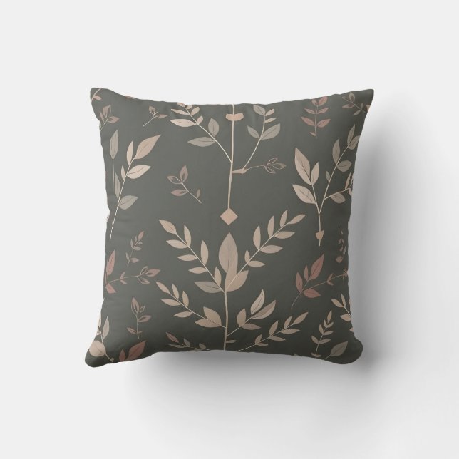 Coussin Leaf & Fern Design Dark Pastel Pattern (Verso)