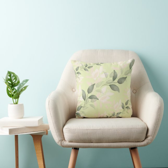 Coussin leafy pattern green (Chaise)
