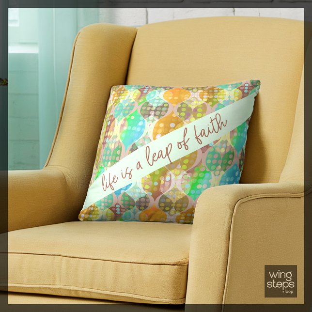 Coussin Leap of Faith Polka Dot Waves Turquoise orange neu (Créateur téléchargé)