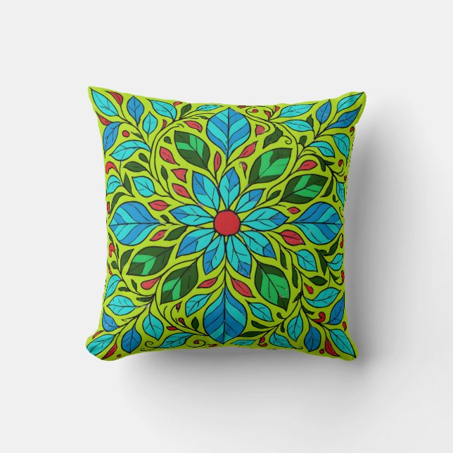 Coussin Leaves Mandala Design  (Recto)