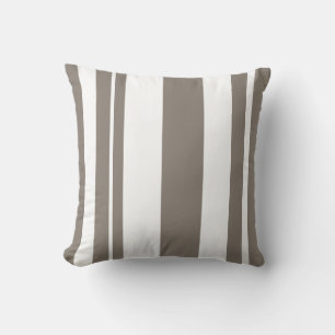 Coussin Lecteur à lancer rayé blanc et taupe
