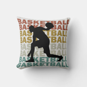 Coussin Lecteur de basket-ball style rétro vintage texte