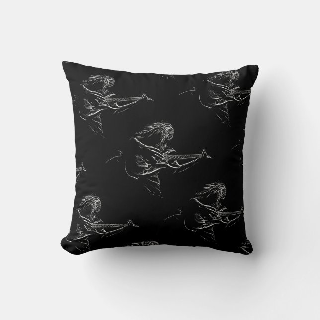 Coussin Lecteur de guitare électrique Rockstar Musicien (Recto)