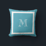Coussin Lecteur de Lame Vert Bleu Classique<br><div class="desc">Un monogramme traditionnel avec couleur et bordure arrière - plan modifiables</div>