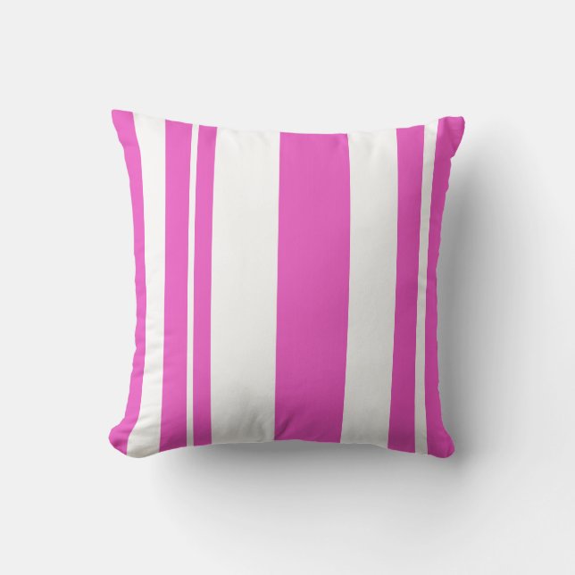Coussin Lecteur de lancer à rayures blanches et roses (Recto)