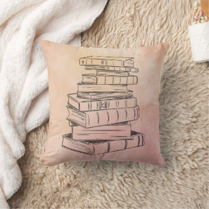 Coussin Lecteur de livre Vintage Watercolor Library Enseig