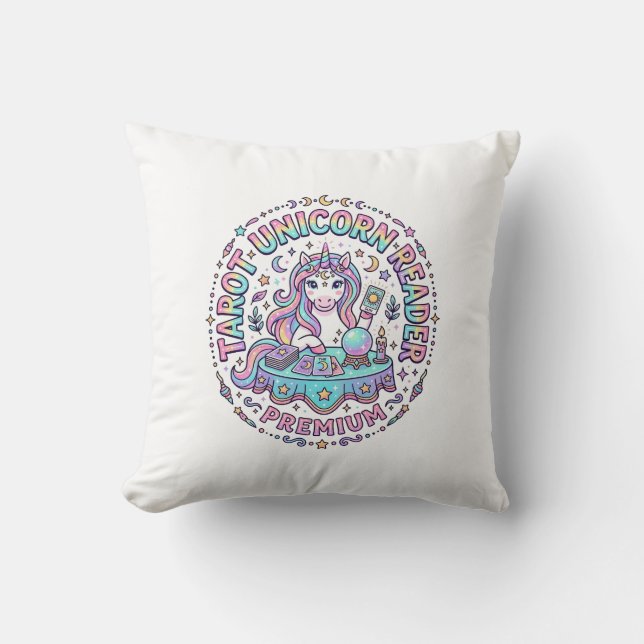 Coussin Lecteur de Tarot Licorne Premium Impression Drôle  (Recto)