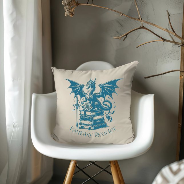 Coussin Lecteur d'Imaginaire Dragon and Books (Créateur téléchargé)