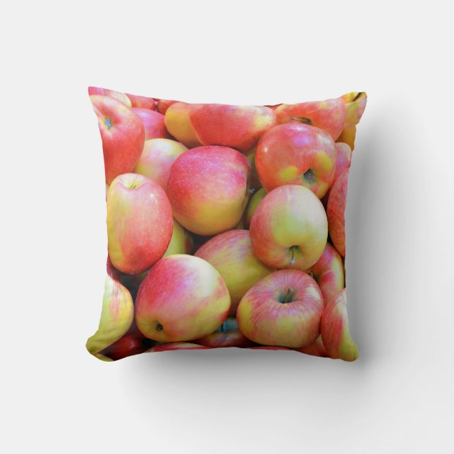 Coussin Lecteur d'impression de pommes rouges et jaunes (Recto)